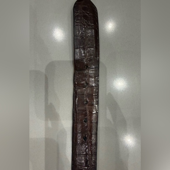 LUCCHESE ULTRA BELLY CAIMAN - Men's Sienna Dark Brown Leather Belt - Picture 5 of 7